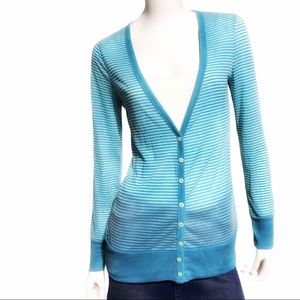 Old Navy Pastel Blue Button Down Cardigan with Stripes